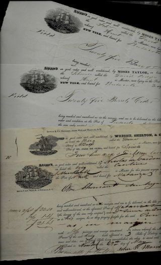 Group Of 1837 Illustrated Documents Trieste,  Cuba & Pensacola,  Florida