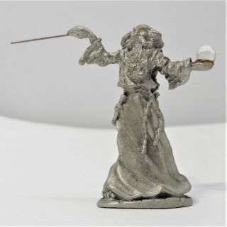Vintage Gallo Pewter Wizard With Wand Magic Fantasy Statue Crystal Ball
