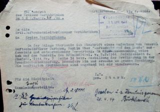 Letter Of 1944 - Decree Of The Chief Of The Police Rfss Heinrich H.