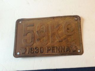 Antique Vintage 1930 Pennsylvania State License (59k9)