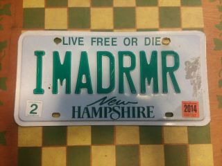 Nh Vanity License Plate " Imadrmr " Im A Doctor Mr " Live Or Die "