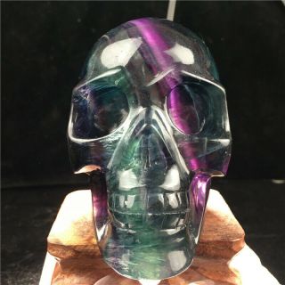2.  48lb Natural Fluorite Quartz Skull Stone Quartz Hand Carved Crystal Hok1463