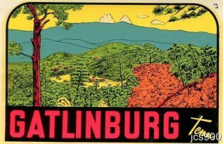 Vintage Travel Decal Gatlinburg Tennessee Souvenir Sticker Water Lindgren - Turner