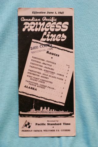 Canadian Pacific - Princess Lines - June 1,  1947