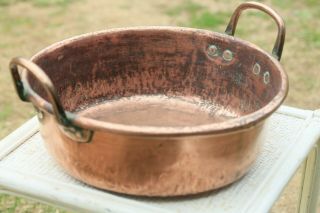 Antique French Copper Jam Confiture Preserve Pan 3kg/6.  6lbs D40cm/15.  7inch