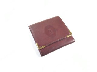 Authentic Vintage Cartier Coin Or Card Purse Bordeaux Leather
