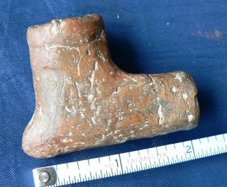 Antique Native American Red Clay Pipe - Se Region Of Sc,  Nc Or Tn,  Chipped Side