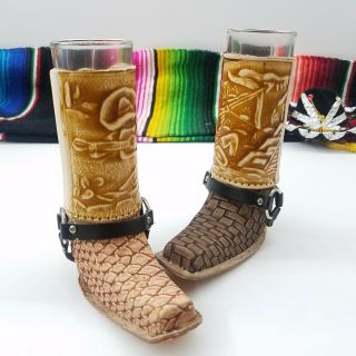 Mexican Boot Shot Glass.  Bota Tequilera.  Caballito.  For Him For Her Set.