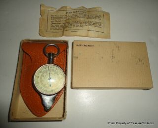 Vintage Compass German Map Measure Opisometer Curvimeter W/ Case & Box 86