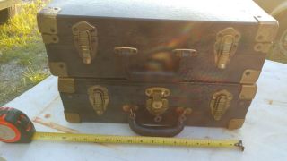 Vintage Briefcase Suitcase Satchels One Locking With Key Pair