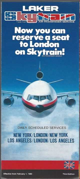 Laker Skytrain System Timetable 2/1/80 [8101]