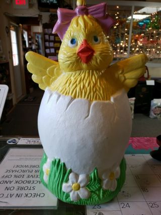 Vintage Easter Blowmold Chick Hatching Out Of Easter Egg 21 " No Power Cord