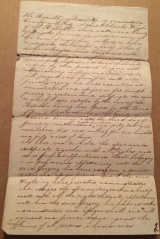 1850’s Land Deed State Of Texas Charles Wright