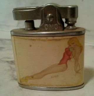 Vintage Flat Lighter Pin Up Girls Continental (r)