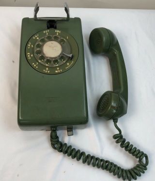 Vintage Western Electric Bell System Green Rotary Wall Telephone