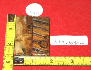 X413 Pleistocene Fossil Molar Teeth Knife Handle Grips Scales Dye Mammoth Hair