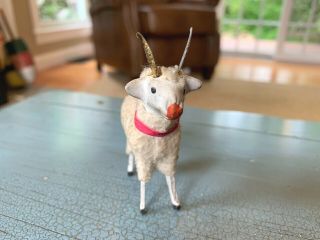 Ram Sheep Germany German Wooly Coat Composition Stick Leg Putz Nativity Toy