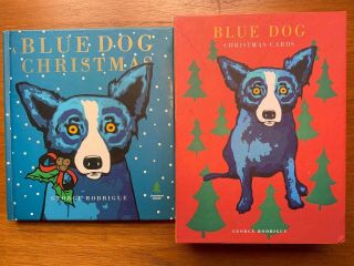15 George Rodrigue Blue Dog Christmas Cards & Book,  Ornament - 2000