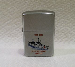 1987 Zippo Lighter U.  S.  C.  G.  C Duane Treasury Class Military Cutter 1936 To 1985