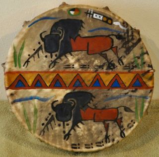 Tatanka (buffalo) /native American Drum Painted By Lakota Artist Sonja Holy Eagle