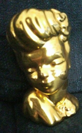 Vintage 22 Karat Gold Lady Head Vase Usa