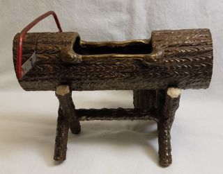 Cast Iron Cigar Cutter Match Holder Ashtray Smoking Set Antique Tabletop Logs 3