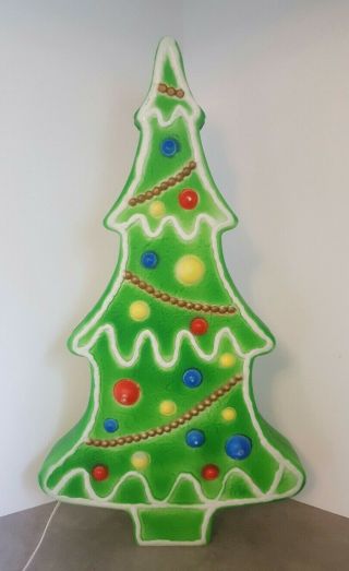 Vtg Green Gingerbread Union 29 " Christmas Tree Lighted Blow Mold Featherstone