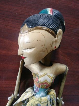 Vintage Indonesian Wood Rod Stick Wayang Golek Puppet Doll Marionette 3