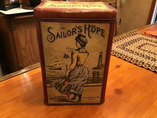 Vintage Sailors Hope Tobacco Tin - Maclin - Zimmer - Mcgill Tobacco Co.