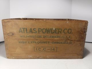 Vintage Atlas Powder Co Explosives Extra Dynamite 60 50lb Crate Box Wood Wooden