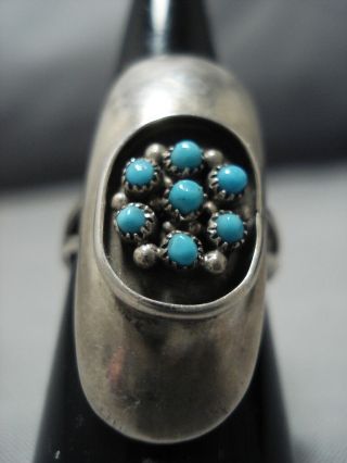 Fab Vintage Navajo Snake Eyes Turquoise Sterling Silver Ring Native American