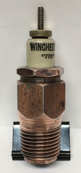 Very Rare Vintage WINCHESTER Spark Plug 1/2” Copper Plated Hardware Model T Ford 2