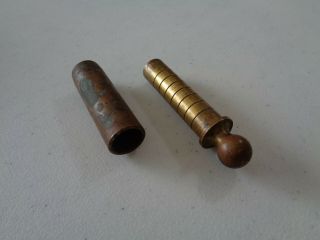 Vintage Brass 2 Piece Black Powder Measure Measuring Tool Unsure? Steampunk Help