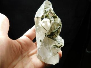A Big Quartz Crystal Cluster With GREEN Epidote Crystals From Brazil 396gr e 5