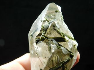 A Big Quartz Crystal Cluster With GREEN Epidote Crystals From Brazil 396gr e 6