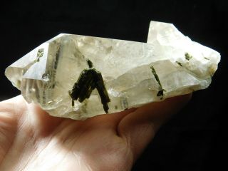A Big Quartz Crystal Cluster With GREEN Epidote Crystals From Brazil 396gr e 8