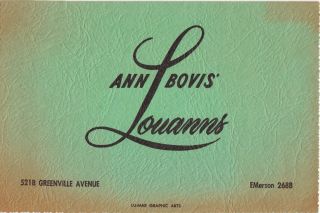 Louann’s Nightclub Lou & Ann Bovis Dallas Texas - C.  - 1950