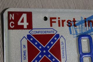 2012 North Carolina Speciality License Plate NC 8657 SCV Sons of C.  Veterans Tag 2