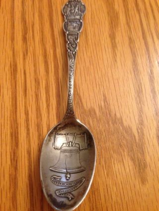 Antique Sterling Silver Philadelphia Pa Souvenir Liberty Bell Spoon