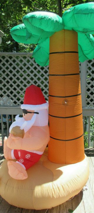 RARE Santa On Vacation GEMMY Christmas Inflatable Lighted SANTA / Penguin 4