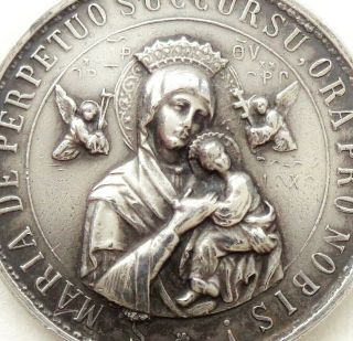 Perpetual Help & Saint Alphonse Liguori - Antique Art Medal Pendant Signed Obc