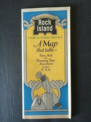 " Rock Island " Railroad Line Map 1928 (with Bonus Business Card Of Passenger Agen