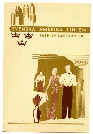 Menus Swedish American Line Kungsholm 1939 Ocean Liner Cruise Ship Vintage