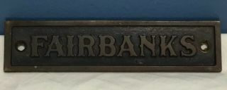 Vtg Bronze Iron Fairbanks Train Name Plate Plaque