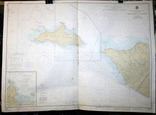 Large Vintage Depth Chart Map 18727 San Miguel Passage California 38x28