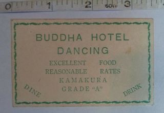 Vintage 1950s Buddha Hotel Taxi Service Coupon Japan Kamakura Grade A