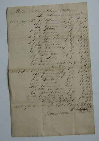 1824 Knox County Ohio Account Document For Luther Bateman From Pennanan & Co