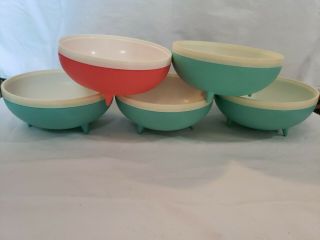Vintage Set Of 5 Mid Century Mod Pastel Bowls,  Bolero Therm - O - Ware,  5 1/4 "