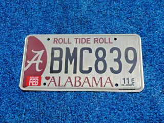 Alabama License Plate University Of Alabama Roll Tide Roll Bmc839