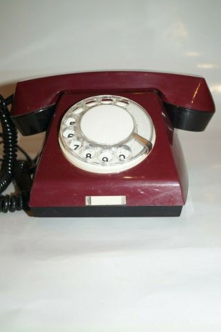 Vintage 1980s Rotary Dial Phone Soviet Russian Made In Ussr Ta - 68 Red